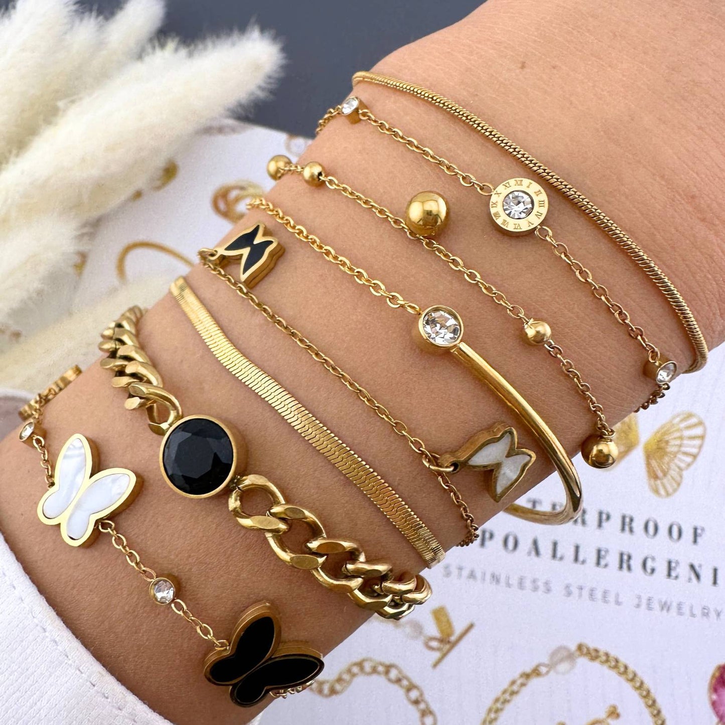 18K gold plated Stainless steel Butterflies bracelet