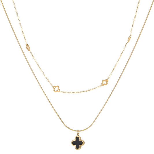 18K gold plated Stainless steel  Four-leaf clover necklace