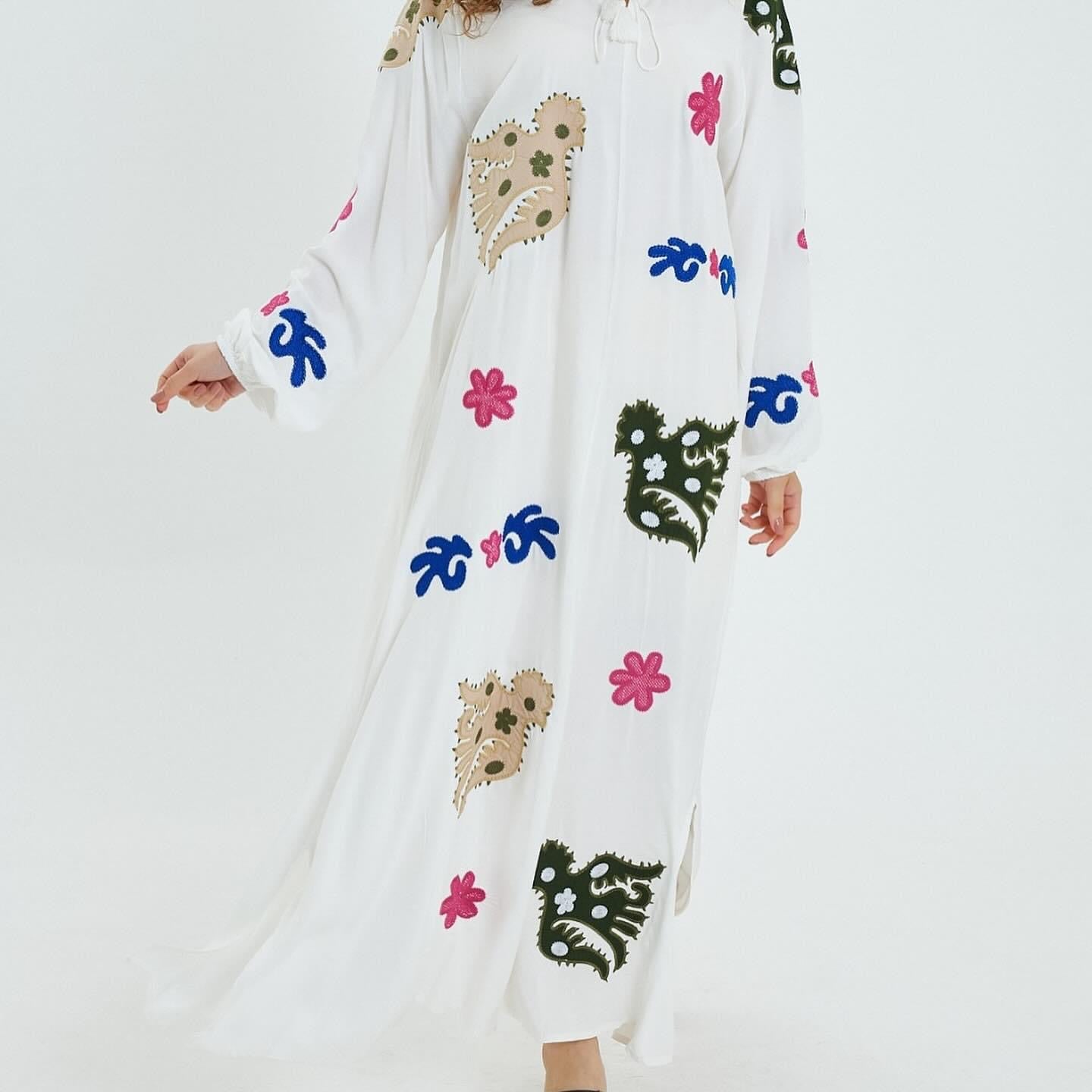 long embroidered viscose dress
