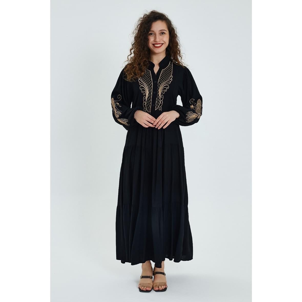 wing style embroidered dress
